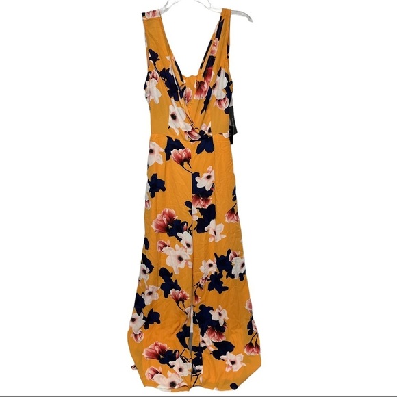 NWT Lulus Size Small Heart Abloom Orange Floral Wide-Leg Jumpsuit Cut Out Back - Picture 2 of 4